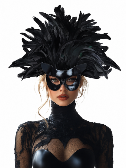 Black Feather Mask for Carnival and Halloween