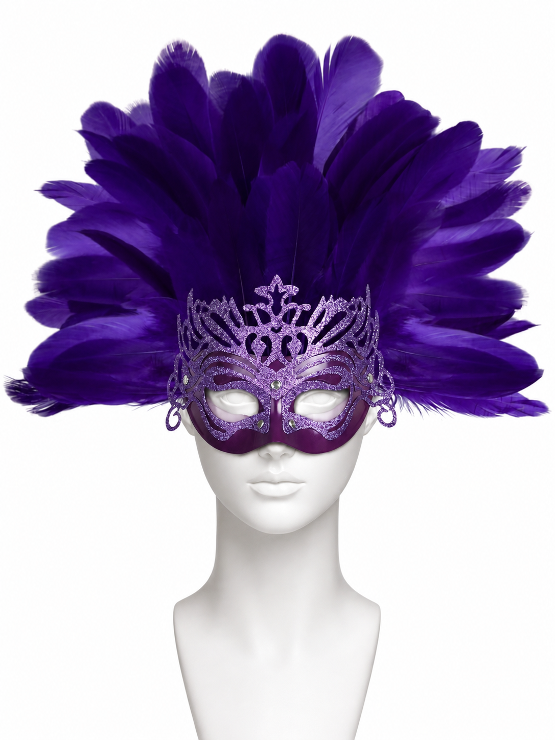 Carnival Mask with Purple Feathers