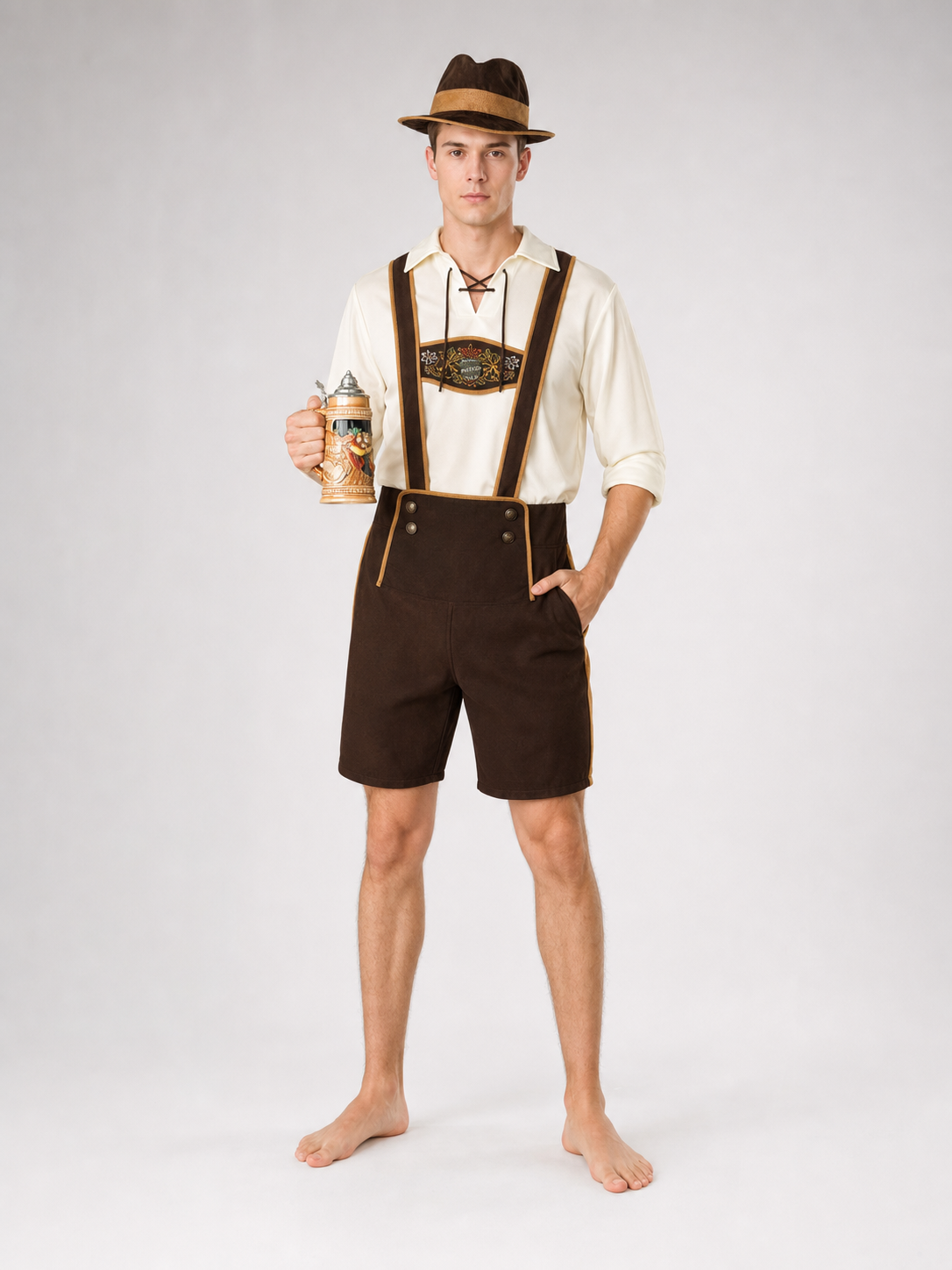 Bavarian Oktoberfest Costume with Shorts and Hat