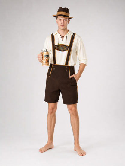 Bavarian Oktoberfest Costume with Shorts and Hat