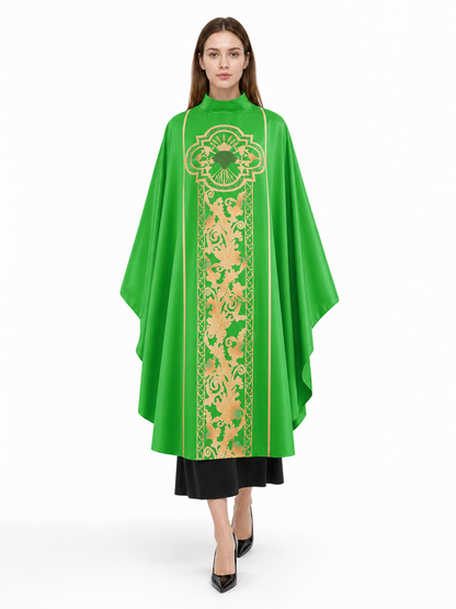 Green Carnival Cloak with High Collar