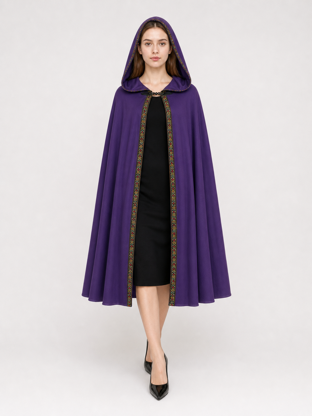 Purple Hooded Velvet Costume Cape product view 17