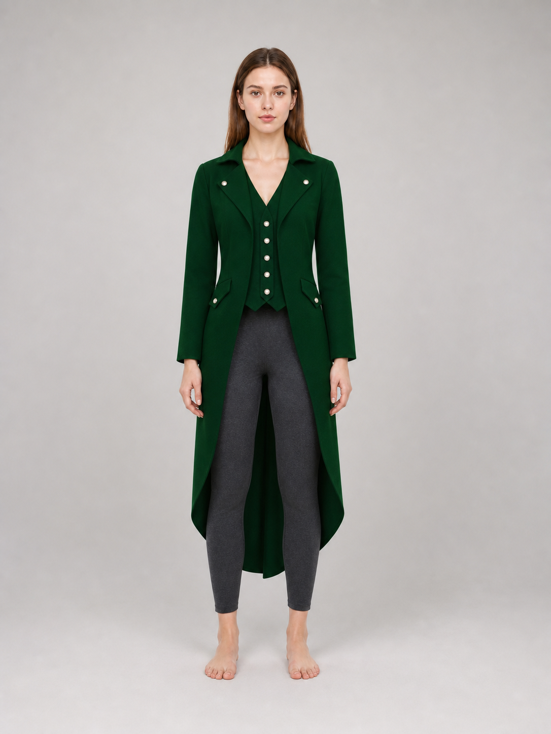 Long Dark Green Gothic-Style Tailcoat