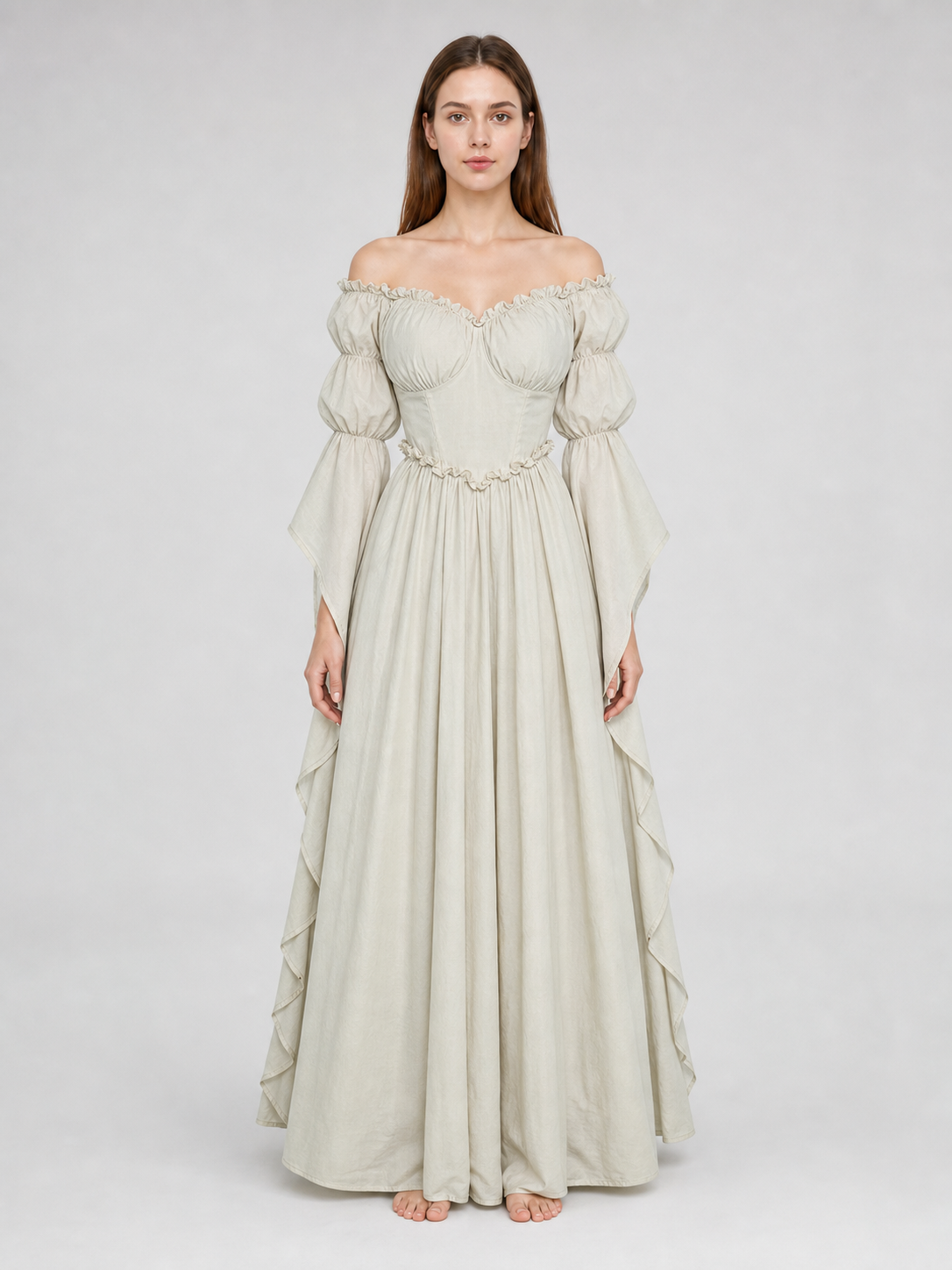 Long vintage-style ruffled dress