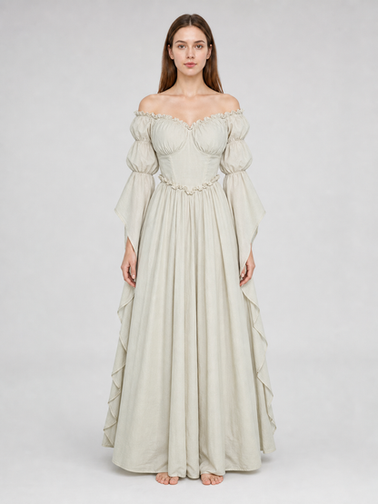 Long vintage-style ruffled dress