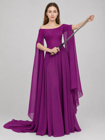 Purple Fantasy Dress with Long Sleeves