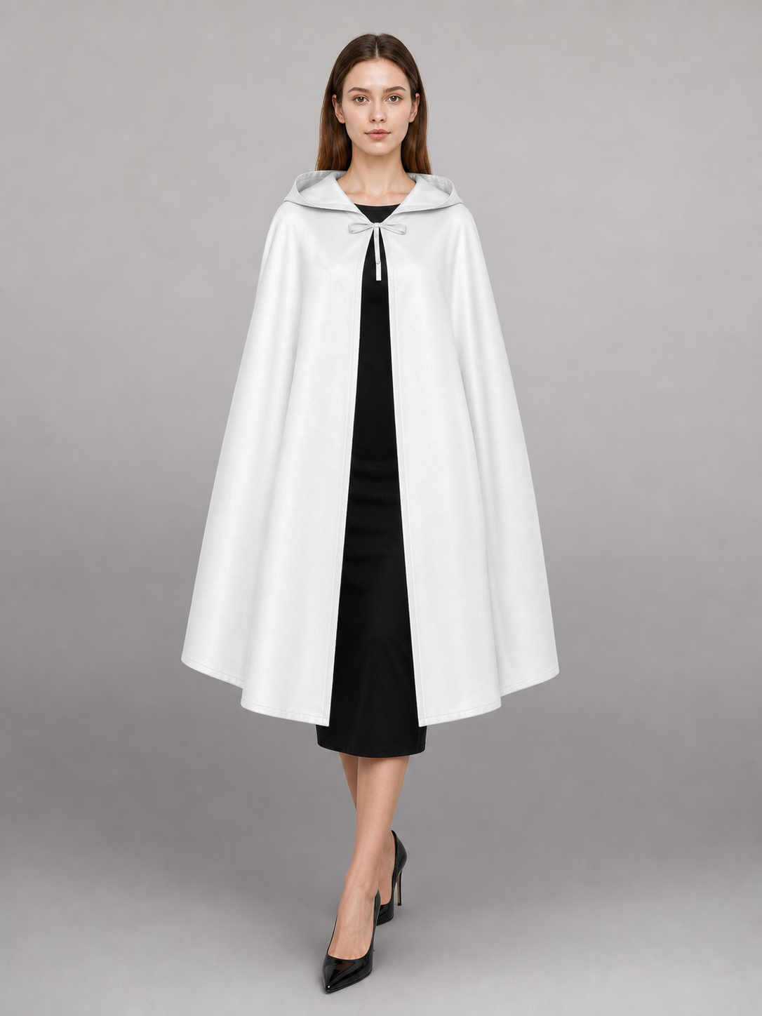 White Medieval Hooded Costume Cloak