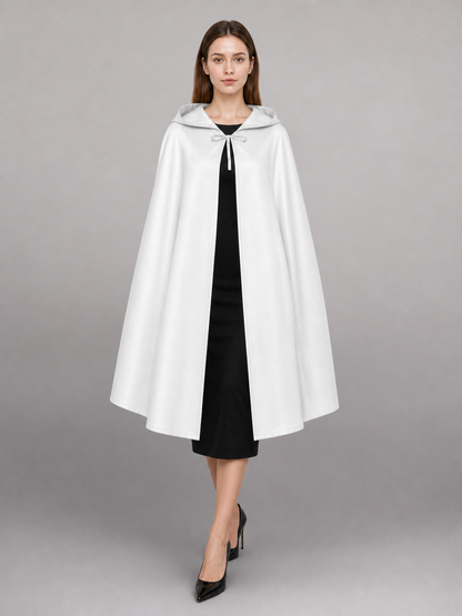 White Medieval Hooded Costume Cloak