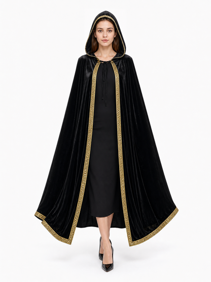 Black Hooded Costume Cloak, Medieval Look