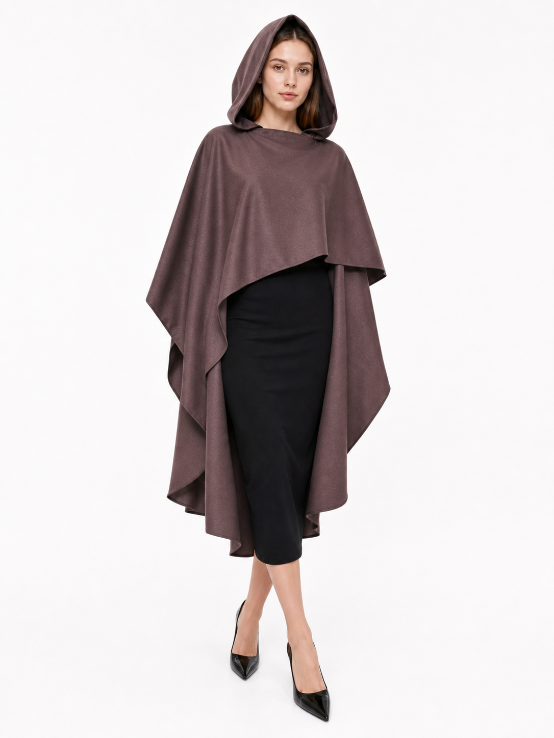 Dark Brown Hooded Carnival Cloak