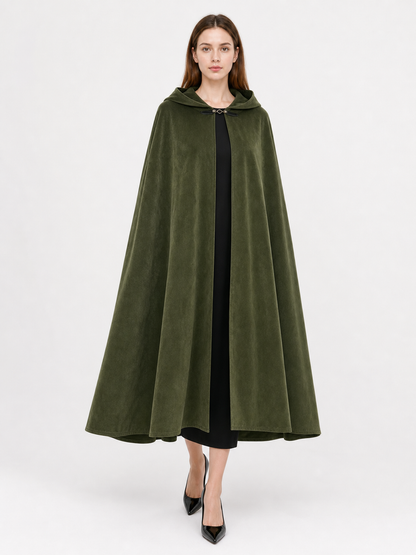 Long Green Hooded Costume Cloak