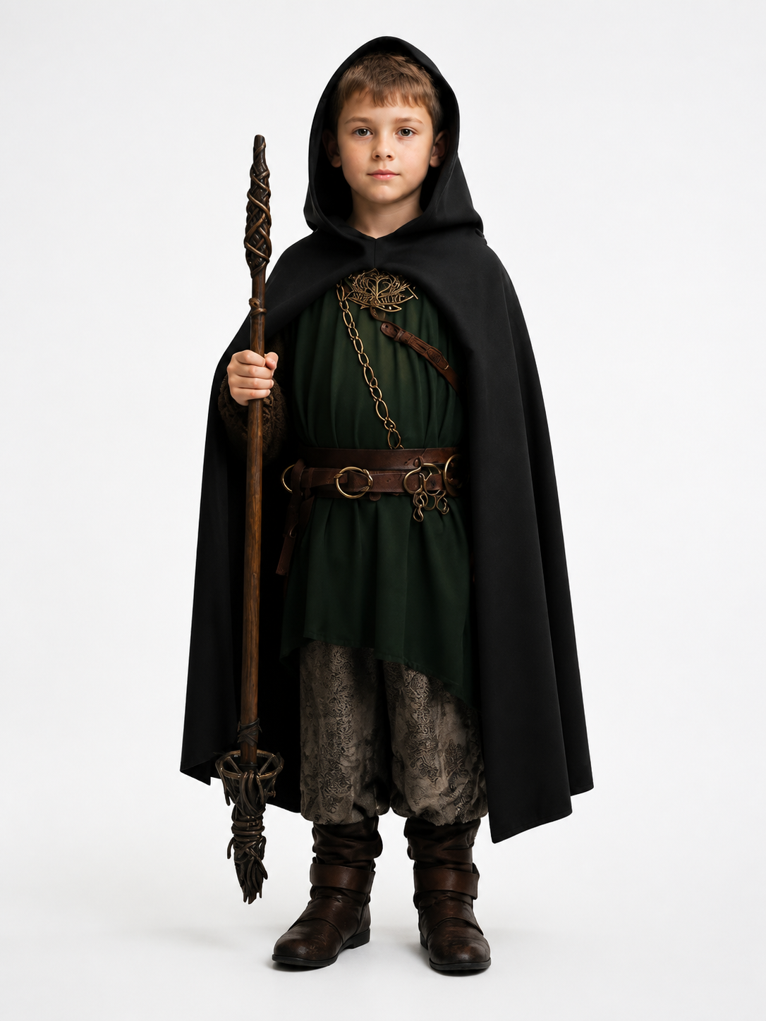 Medieval Black Hooded Costume Cloak main product view 2