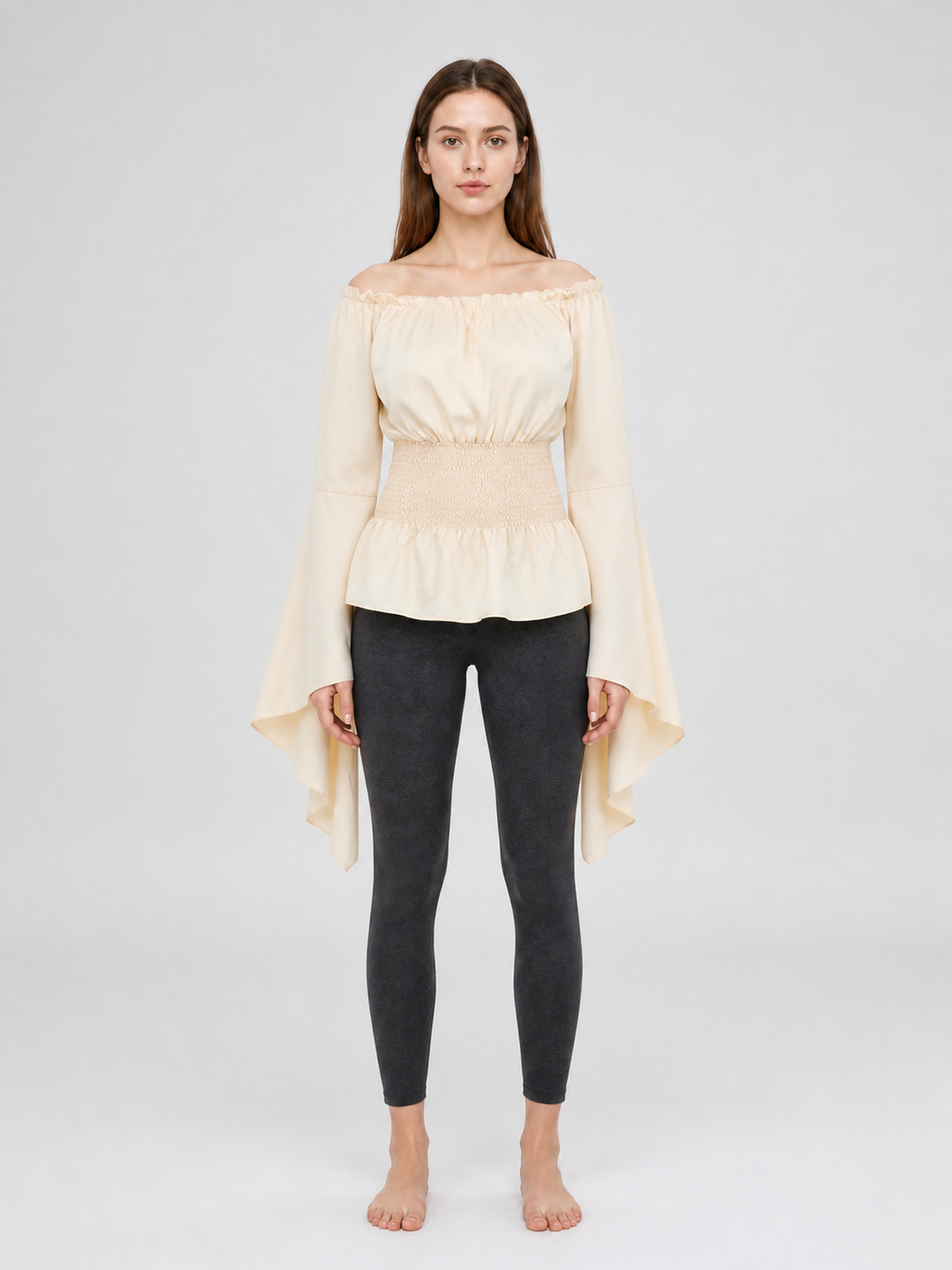 Off-the-Shoulder Blouse with Bell Sleeves