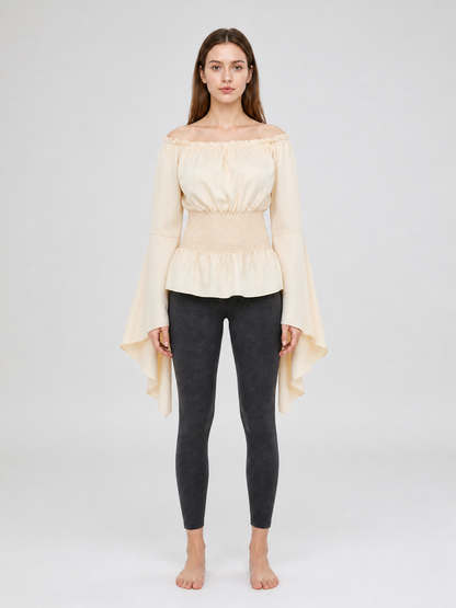 Off-the-Shoulder Blouse with Bell Sleeves