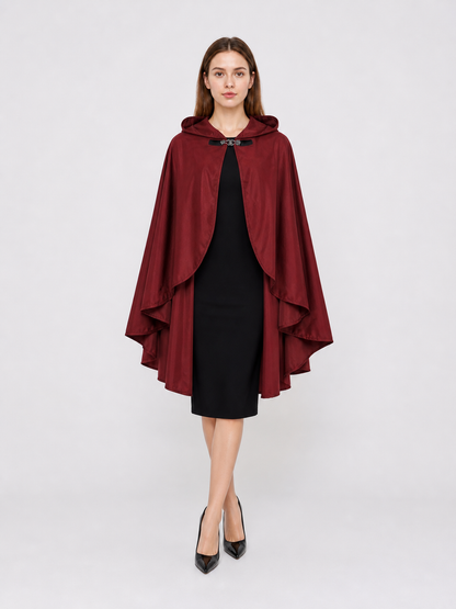 Burgundy Hooded Costume Cloak for Cosplay