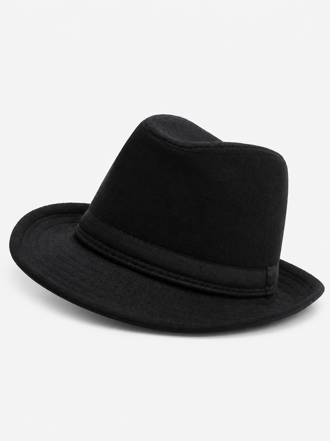 Black Carnival Fedora Hat with Wide Brim