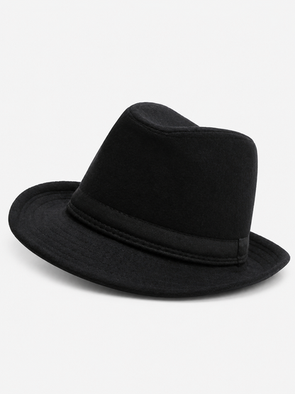 Black Carnival Fedora Hat with Wide Brim