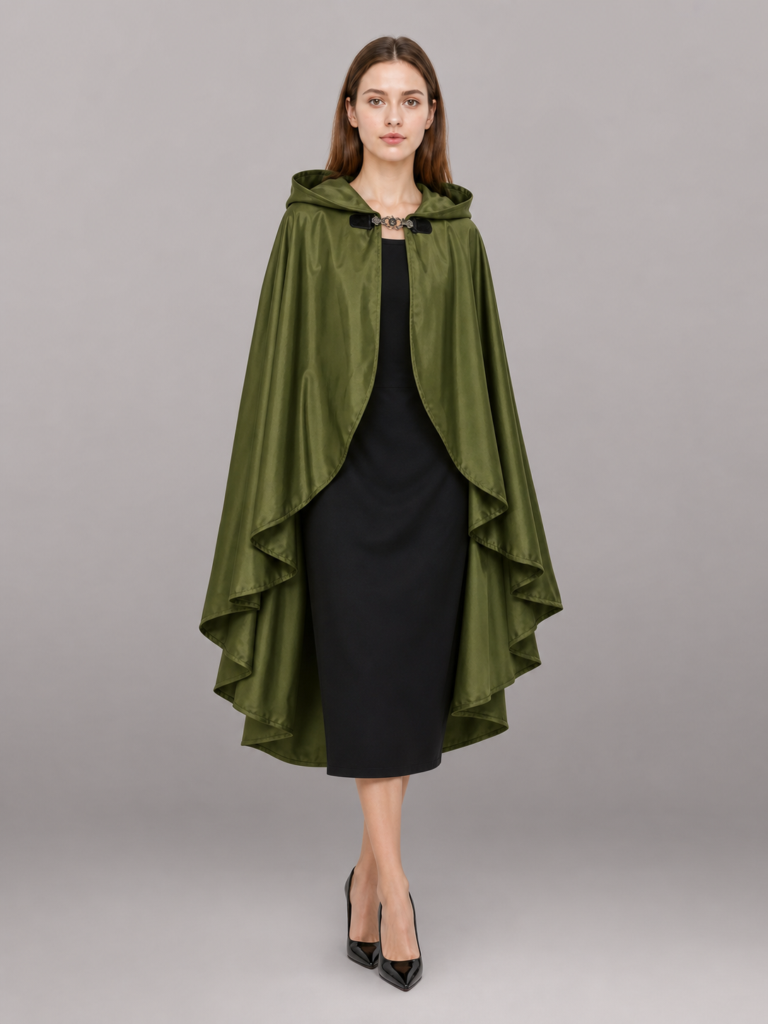 Green Costume Cloak with a Large Hood
