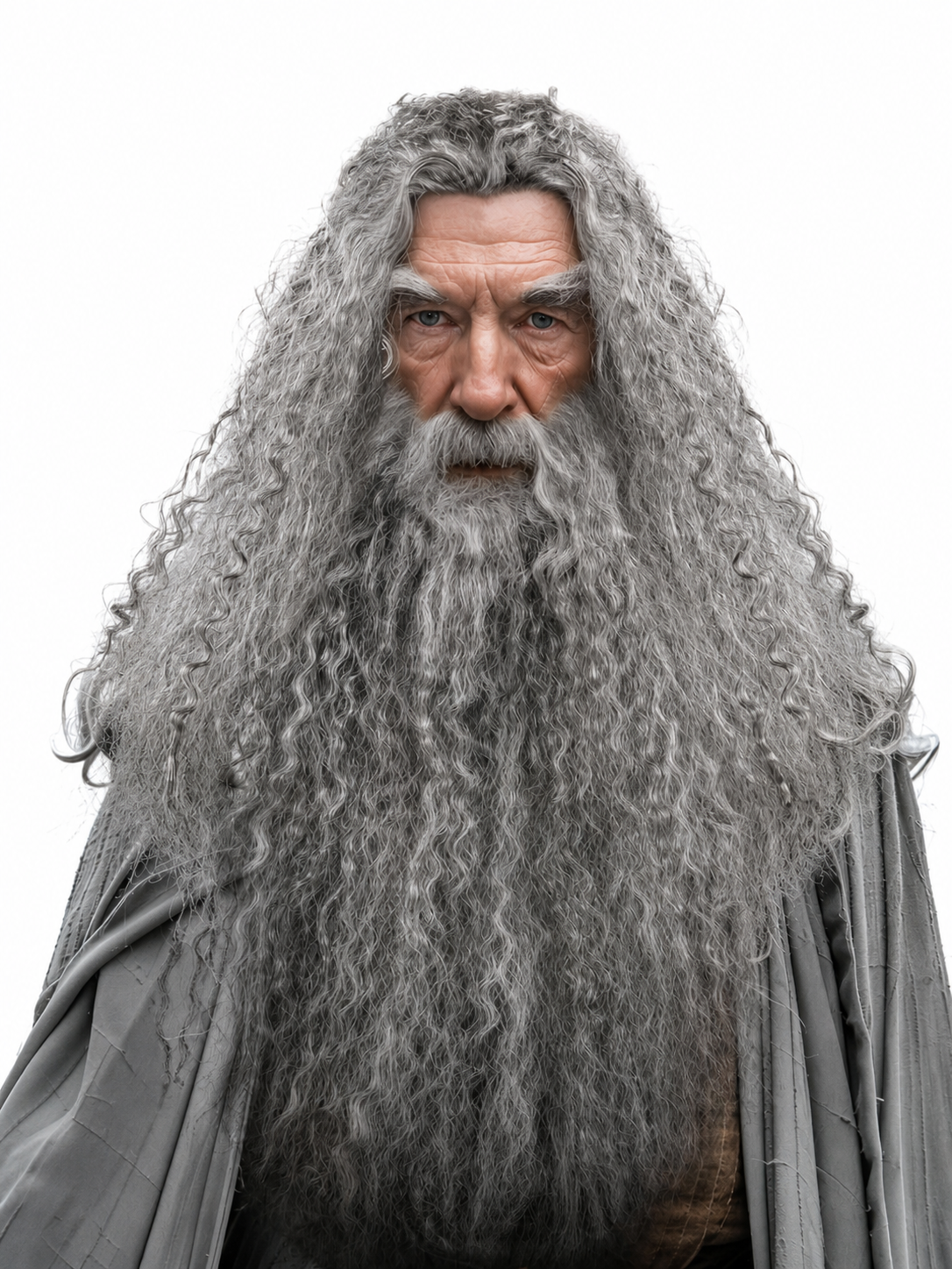 Carnival Wig with Beard for a Wizard Costume