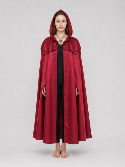 Red Hooded Cape Cloak with Pendant