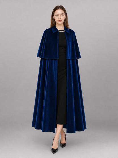 Dark Blue Costume Cape with Stand-Up Collar