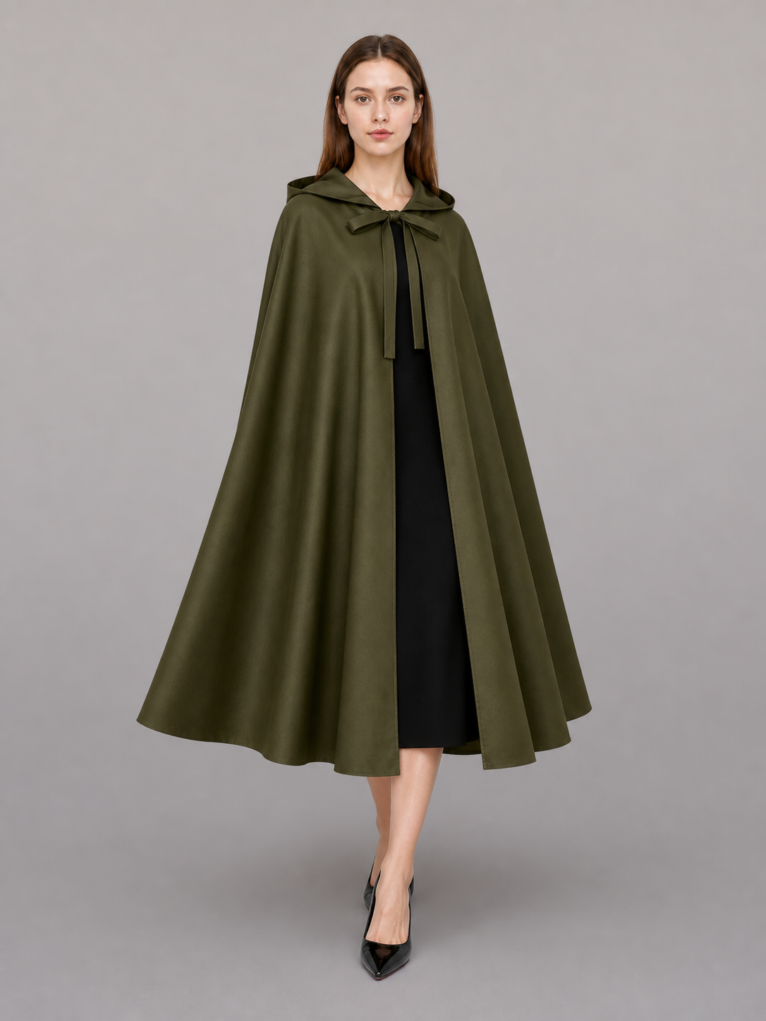 Dark Olive Hooded Costume Cape