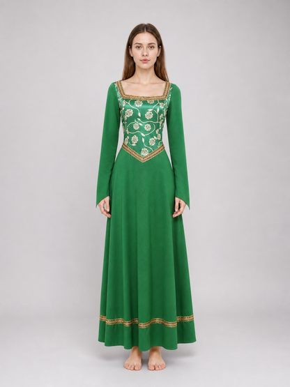 Green Fiona Cosplay Dress with Gold Decoration