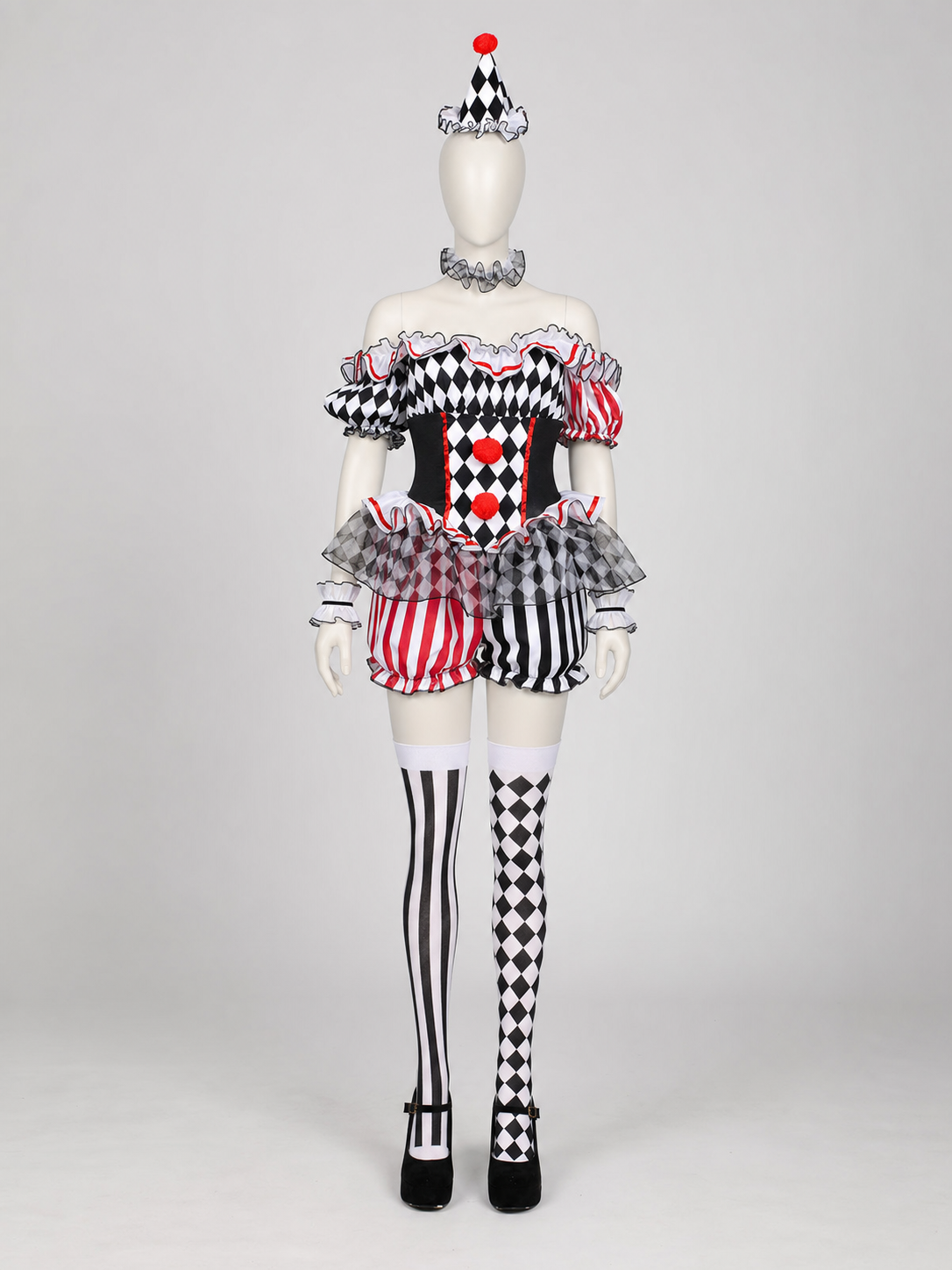 Clown Costume with Hat and Stockings