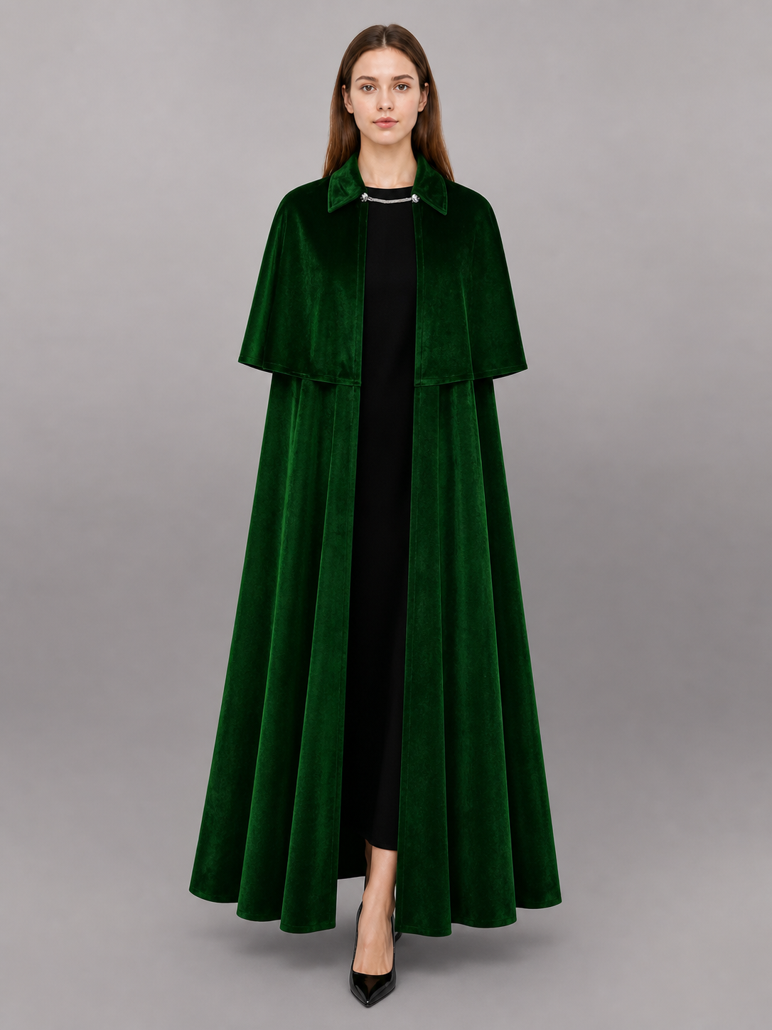 Green Carnival Cloak with High Collar