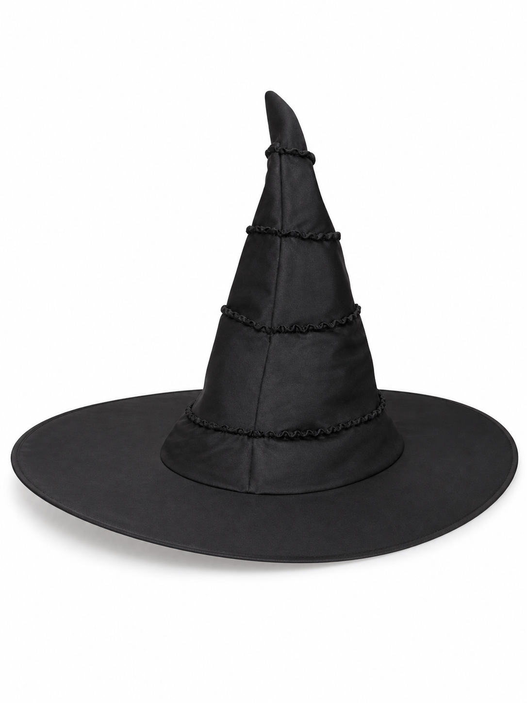 Black Halloween Witch Hat With Glossy Surface, Tall Pointed Crown And Wide Floppy Brim For Witch Cosplay Costume Party Accessory