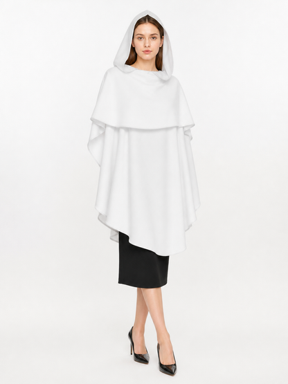 White Medieval Hooded Carnival Cloak
