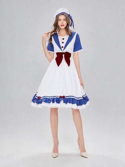 Cosplay Dress Costume with a Bow and Ruffles