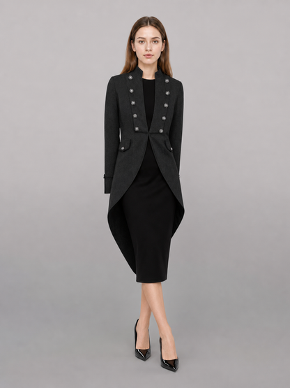 Black carnival tailcoat with a high collar