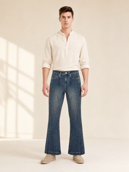 Wide-leg jeans with a faded effect