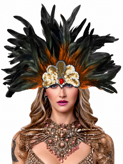 Carnival Feather and Bead Headpiece