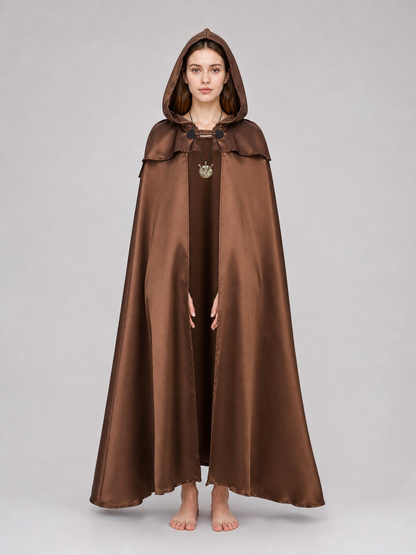 Brown Viking Hooded Cloak Cape
