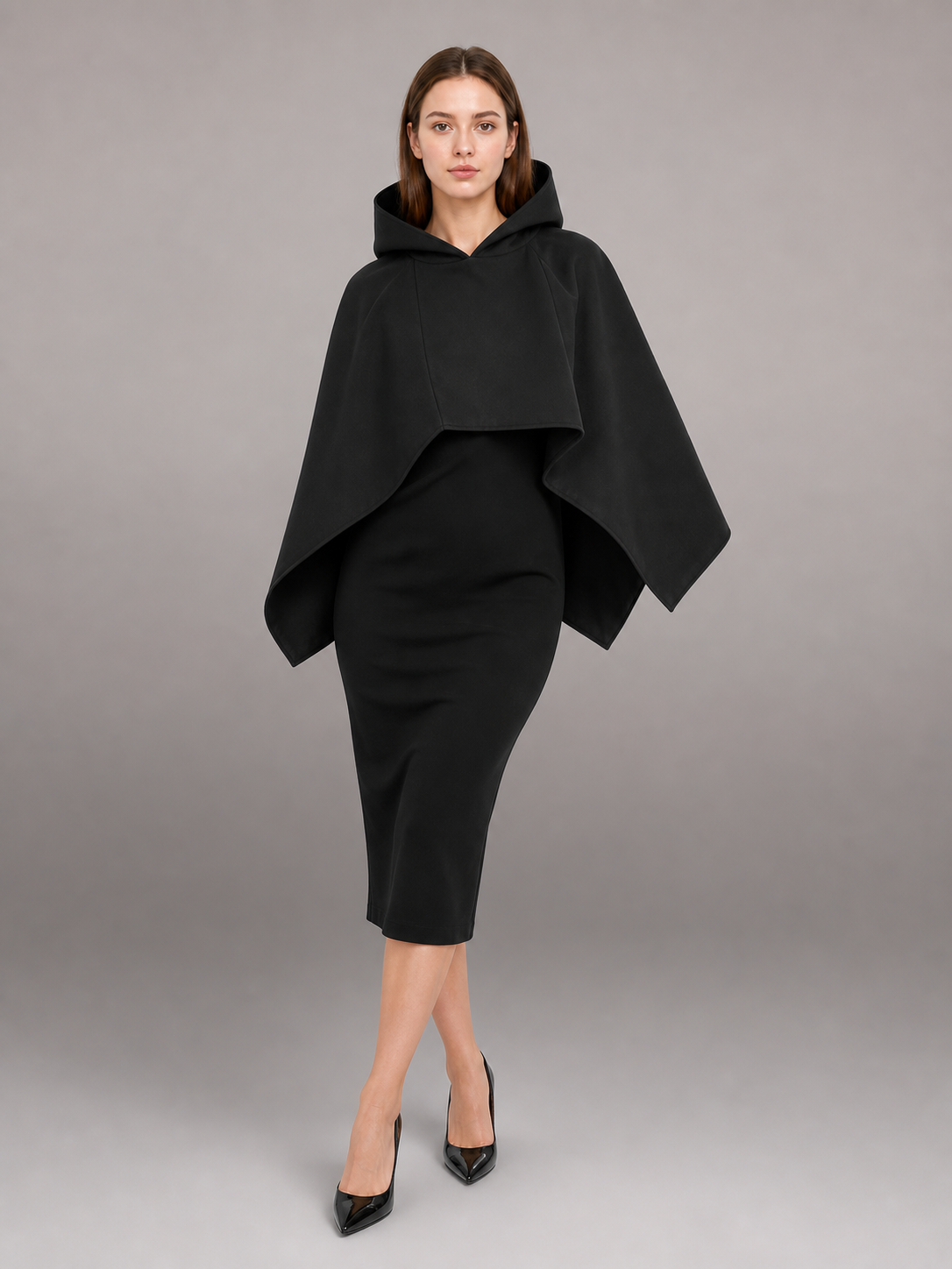 Black Triangular Hooded Cloak for Cosplay