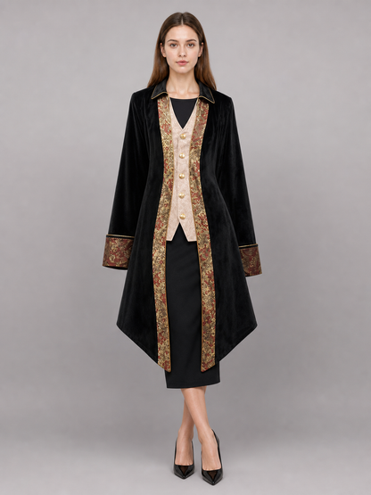 Black Carnival Tailcoat with Gold Buttons