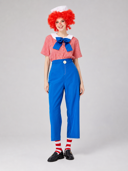 Circus-Style Clown Costume with Bow and Pants