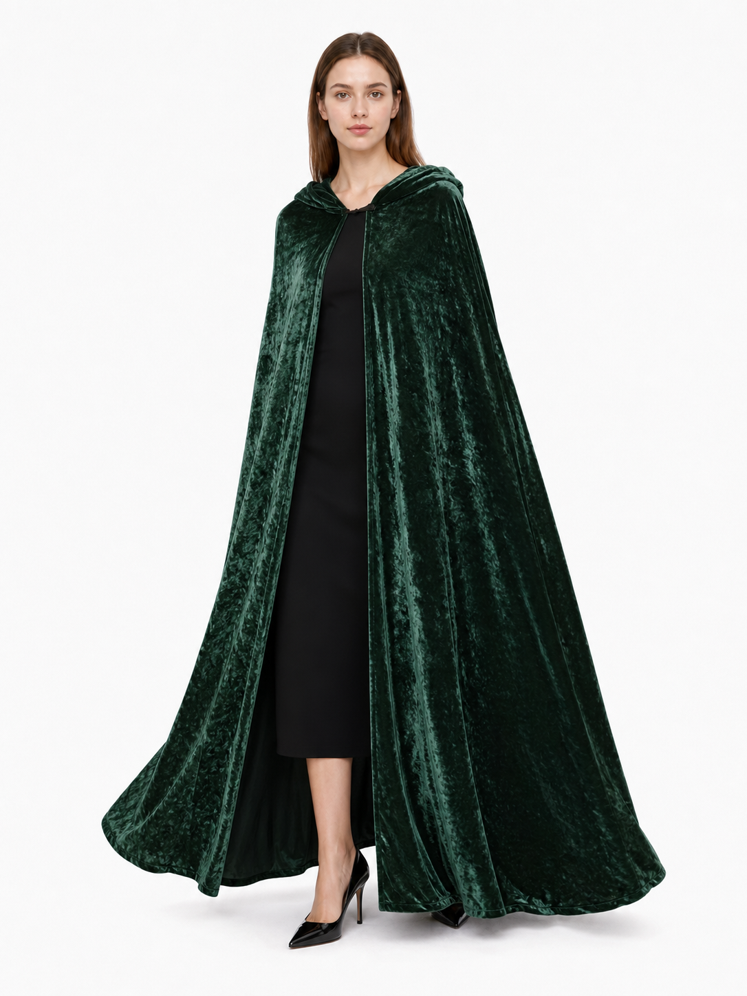 Hooded Dark Green Costume Cloak