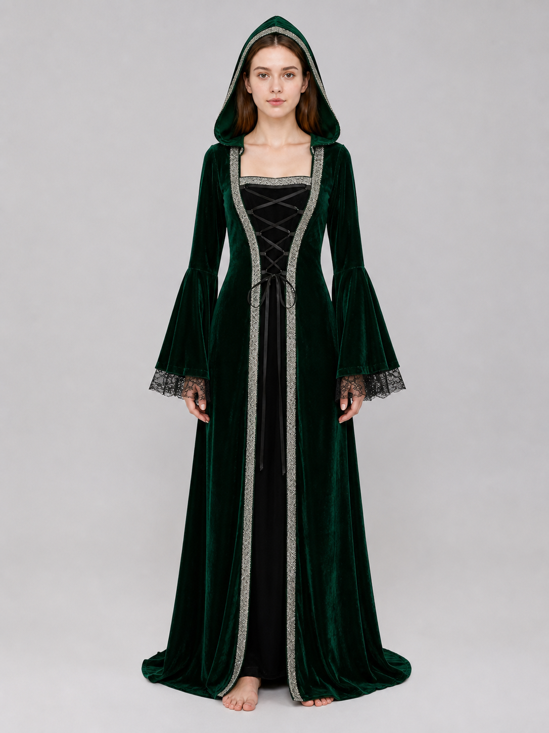 Gothic Hooded Dress in a Medieval Style