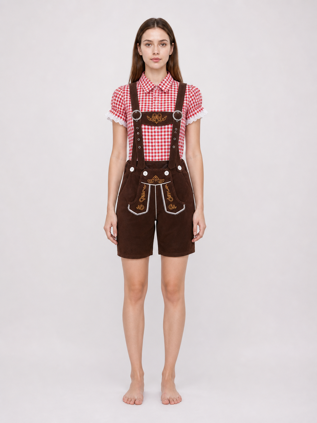 Folk-Style Costume: Plaid Shirt and Shorts