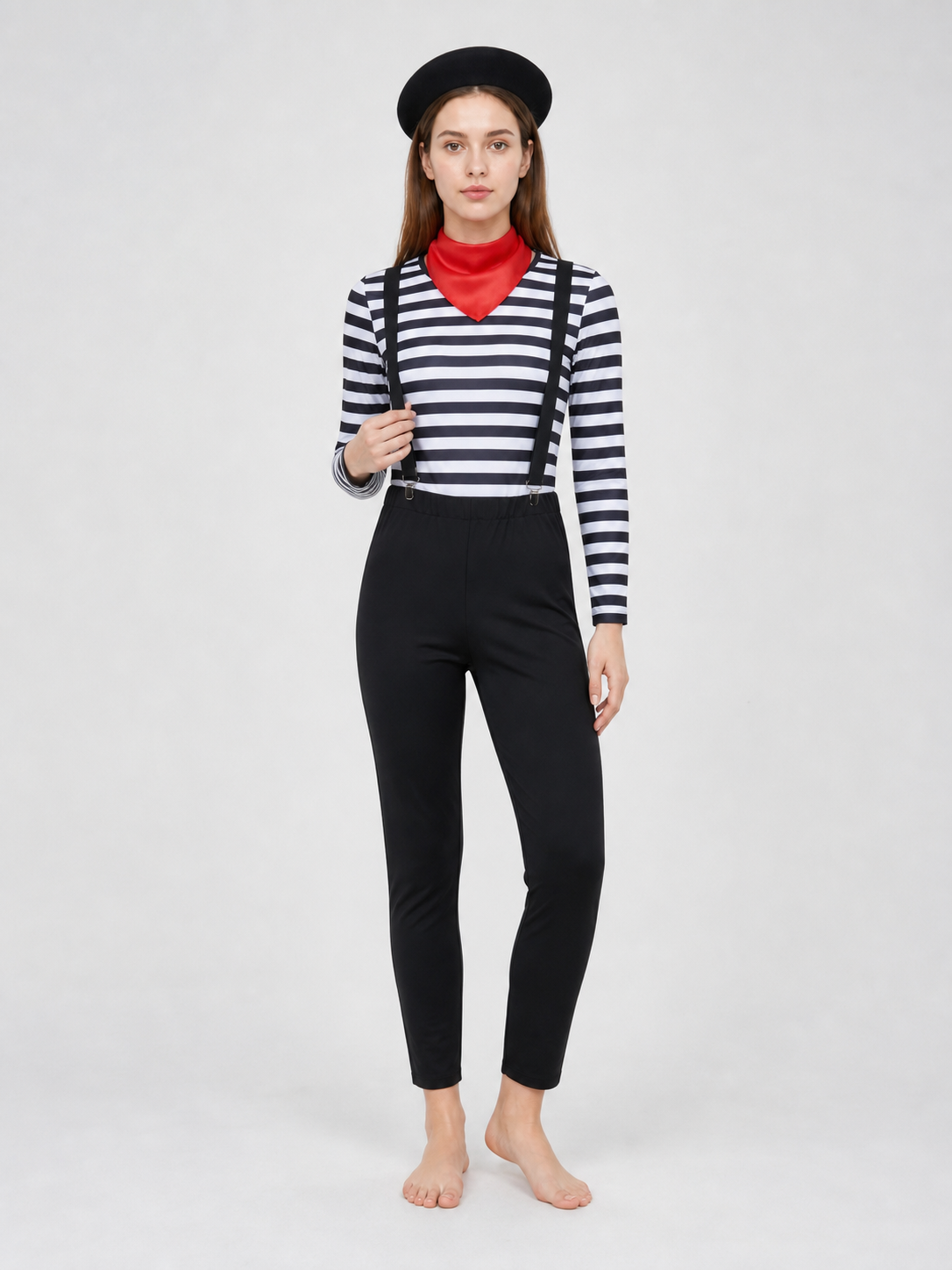 Retro Mime Cosplay Costume, Striped