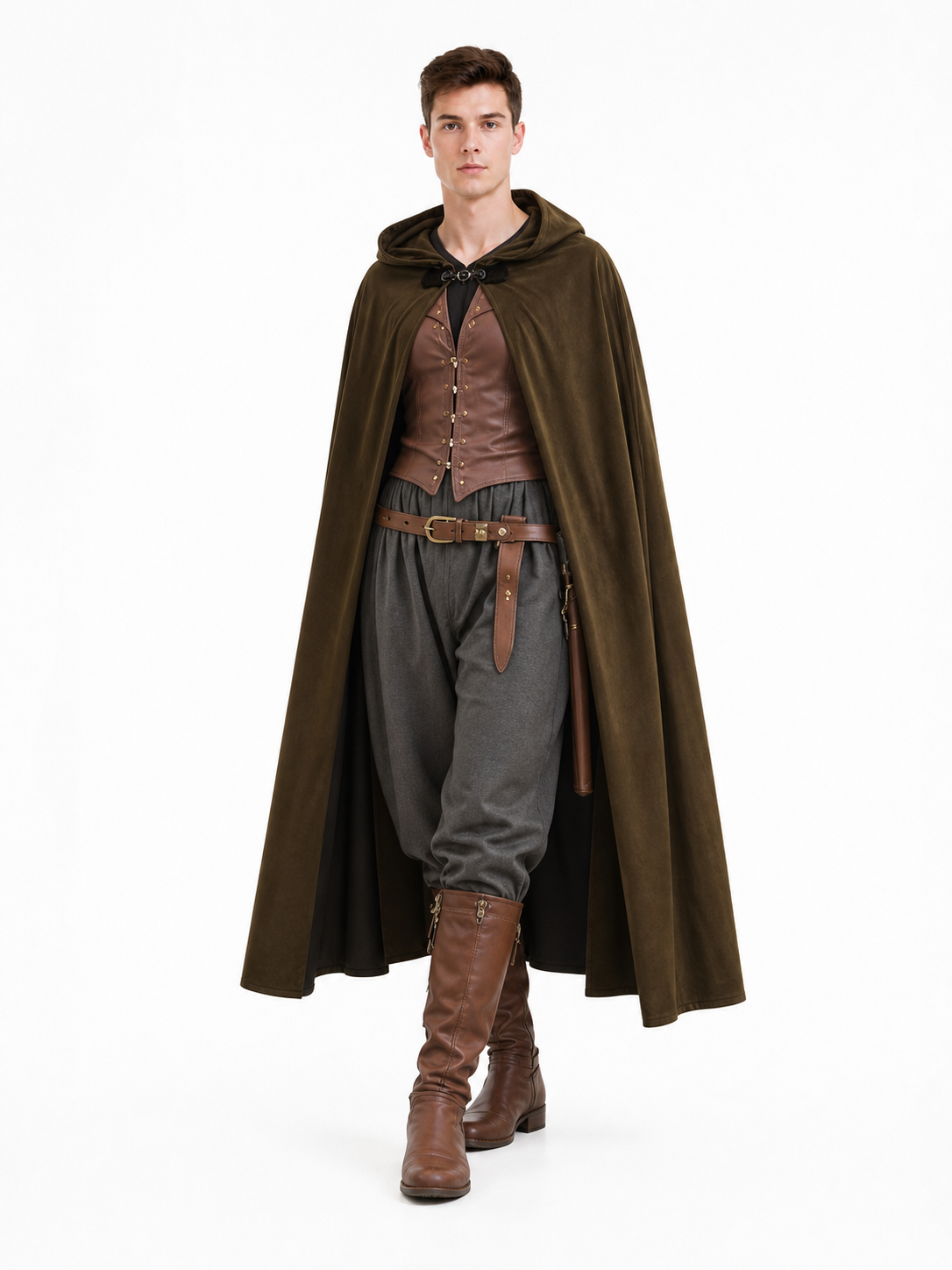 Brown Hooded Costume Cape
