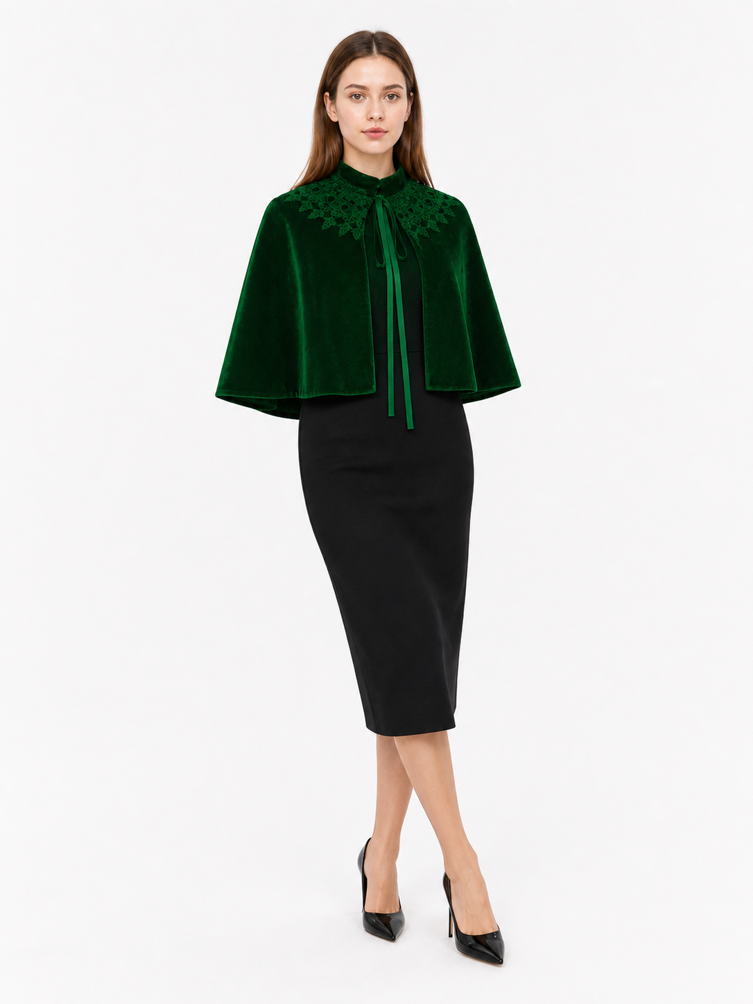 Dark Emerald Carnival Cloak with Collar