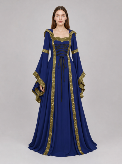 Medieval Hooded Lace-Up Dress