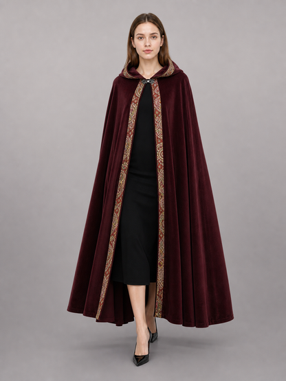 Burgundy Carnival Cloak with Hood