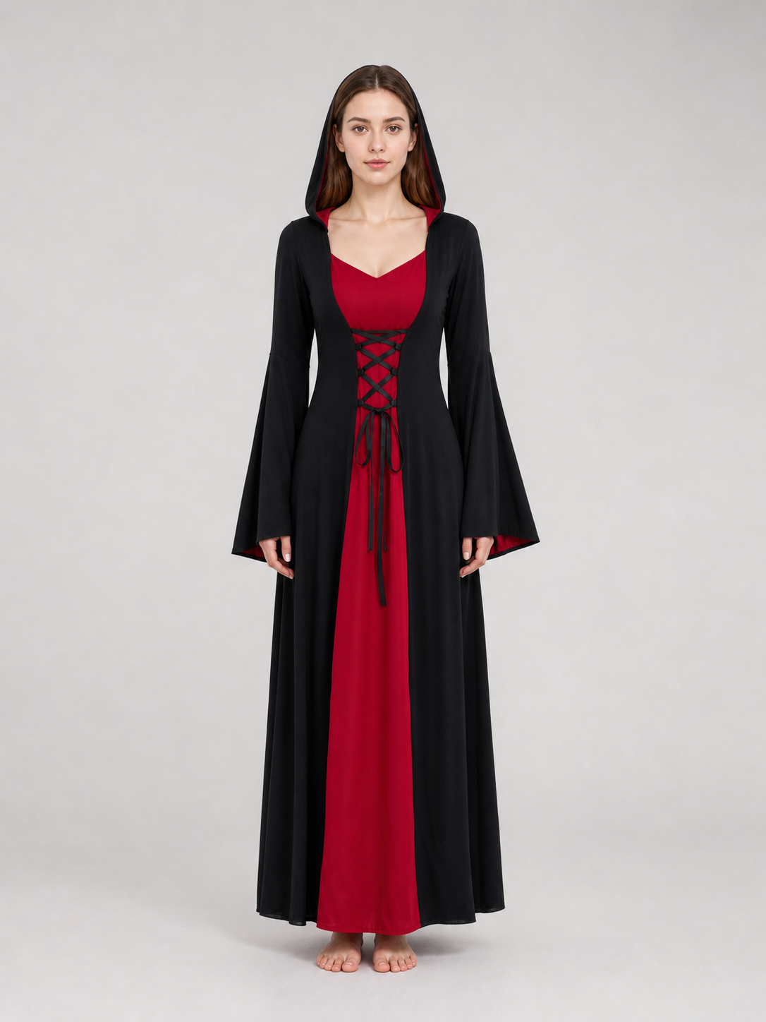 Long Gothic Hooded Costume Dress