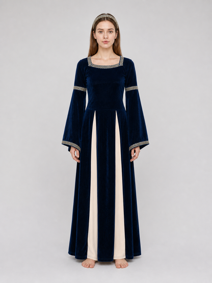 Medieval-Style Maxi Dress with Flared Sleeves