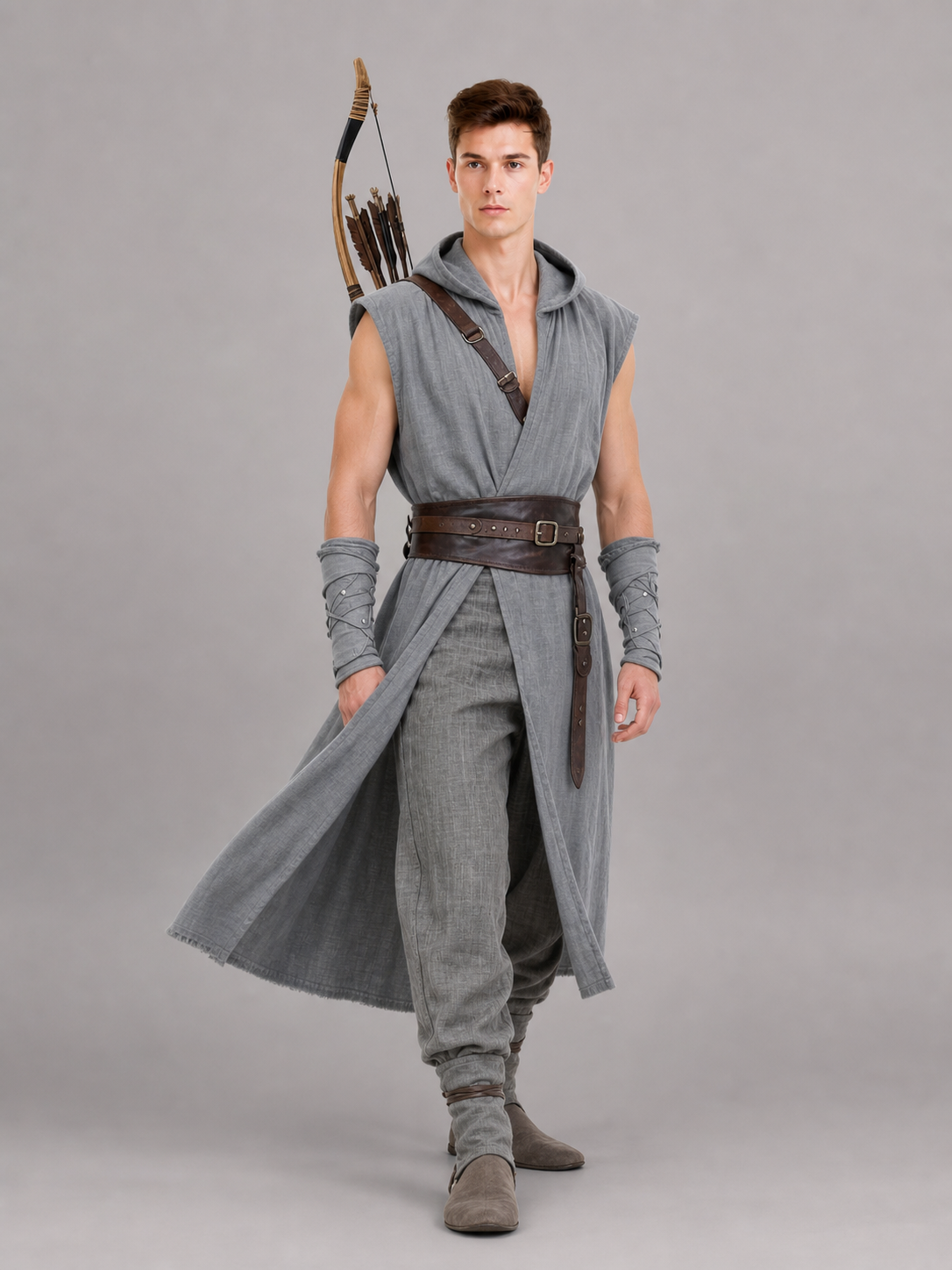 Gray Hooded Costume Cloak for Cosplay